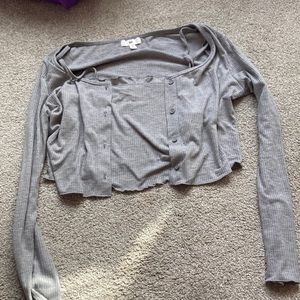 grey 2 piece sweater and tank top attached